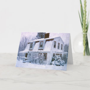 WINTER COTTAGE CUSTOM MERRY CHRISTMAS HOLIDAY CARD