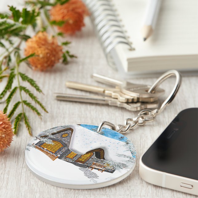 Winter Cottage Key Ring (Front Right)