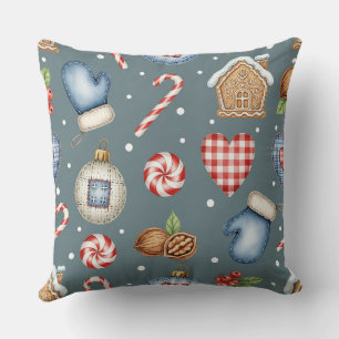 Winter Cottage - Mittens, Gingerbread & Sweets (1) Cushion