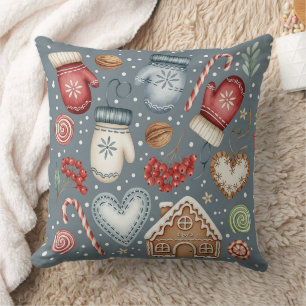 Winter Cottage - Mittens, Gingerbread & Sweets (3) Cushion