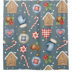 Winter Cottage - Mittens, Gingerbread & Sweets Shower Curtain