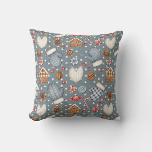 Winter Cottage Pattern Throw Pillow