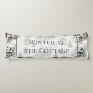 Winter Cottage Snowfall Words Body Cushion
