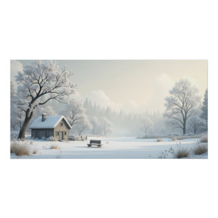 Winter Cottage Stillness – Peaceful Snowy Village Poster