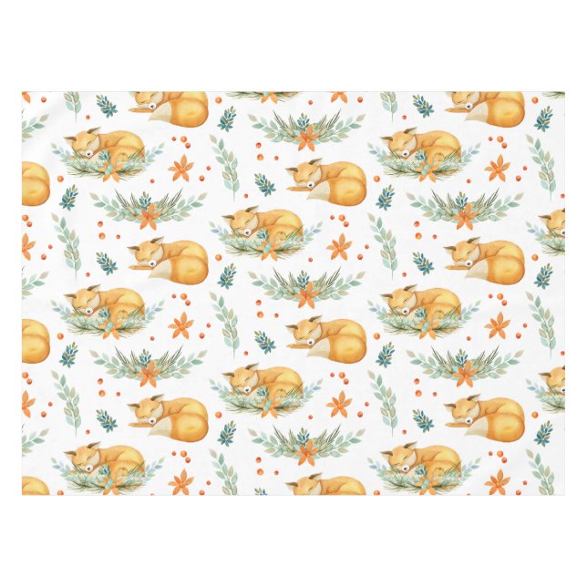 Winter Cottagecore Sleeping Fox   Tablecloth (Front (Horizontal))