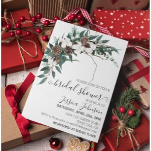 Winter Cotton Greenery Bridal Shower  Invitation