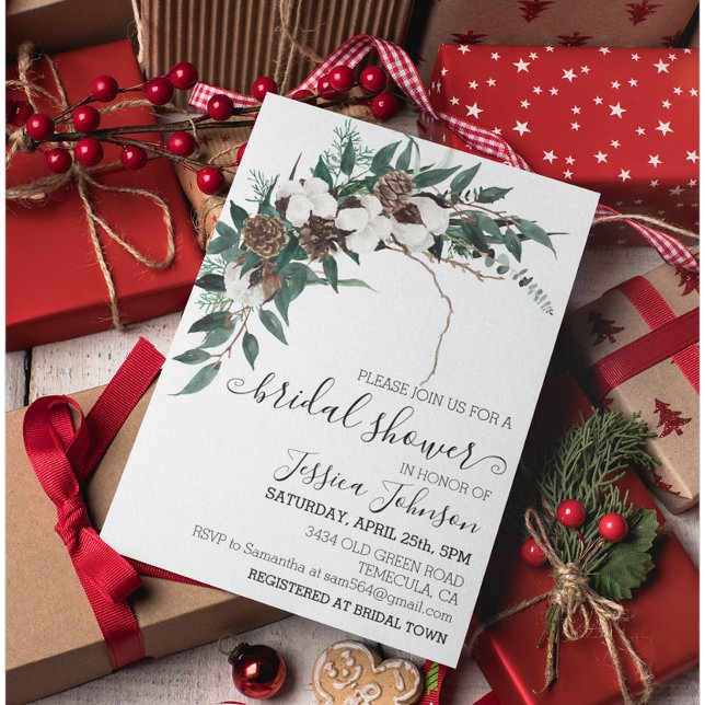 Winter Cotton Greenery Bridal Shower  Invitation (Creator Uploaded)