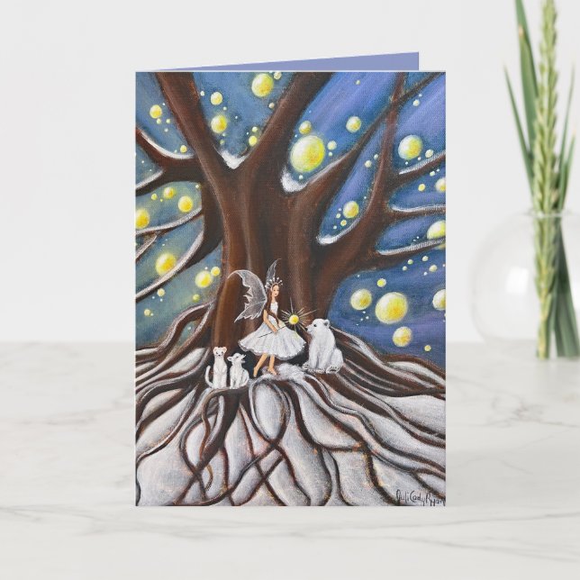 Winter Council Whimsical Art Holiday Card (Front)