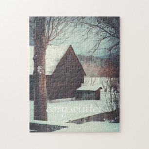 Winter country landscape poster jigsaw puzzle