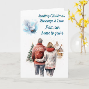 Winter couple editable Christmas card