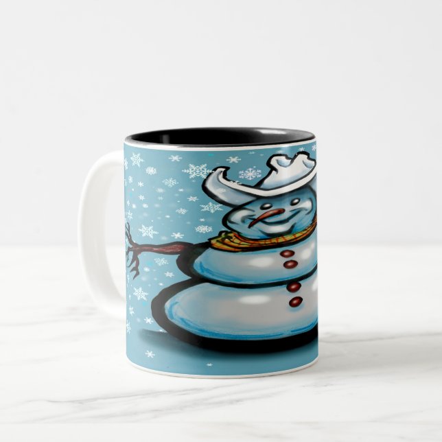 Winter Cowboy Two-Tone Coffee Mug (Front Left)