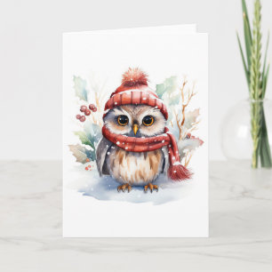 Winter cozy owl card