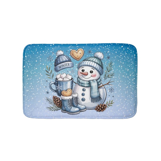Winter Cozy Snowman Bath Mat (Front)