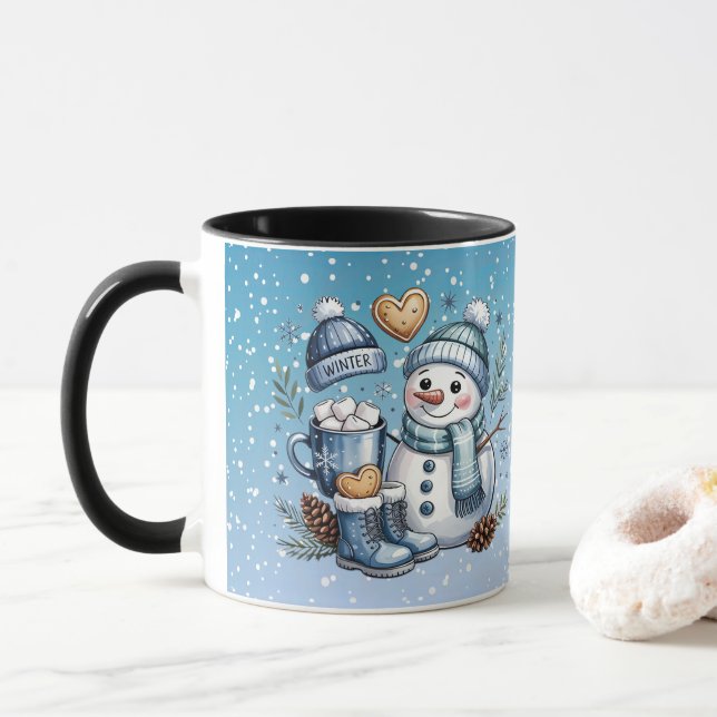 Winter Cozy Snowman Mug (With Donut)