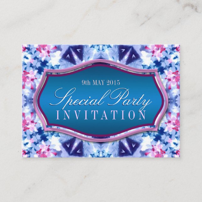 Winter Crystal Blue+Pink Mini Invitations (Front)