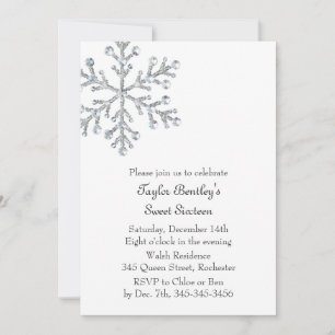 Winter Crystal Sweet 16th Birthday Invite