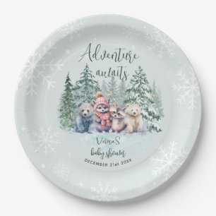 Winter Cute Animals Baby Shower Paper Plate