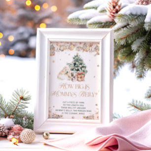 Winter Cute Bear How Big is Mummy's Belly Poster