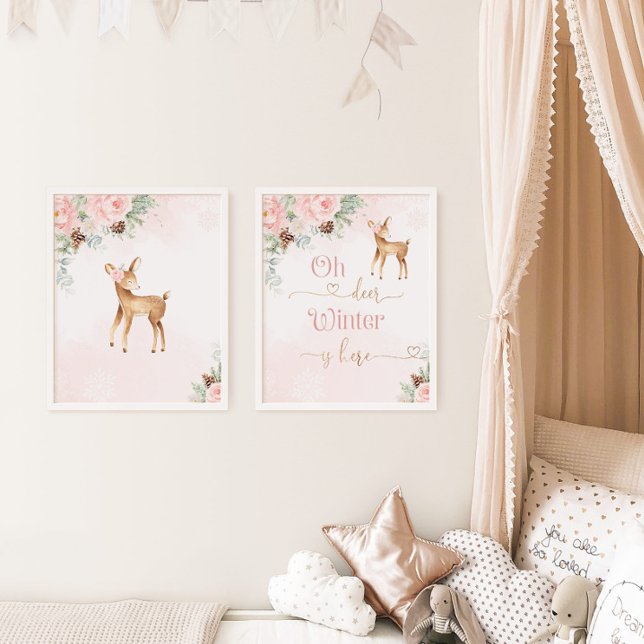 Winter cute deer blush pink girl nursery (Creator Uploaded)