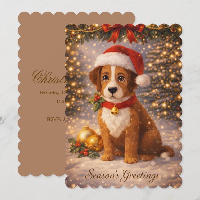 Winter cute dog invitation (Front/Back)