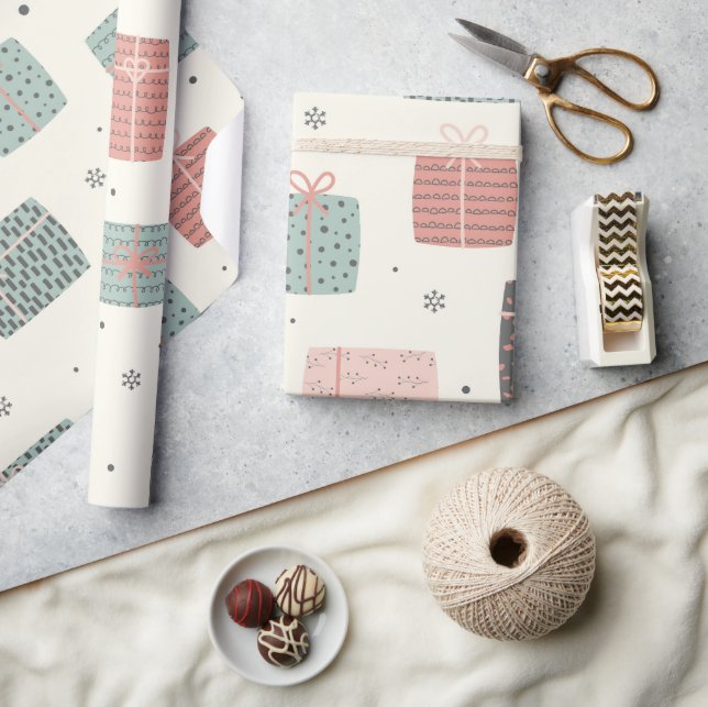 Winter Cute Gifts Pastel Pattern Christmas Wrapping Paper (Crafts)