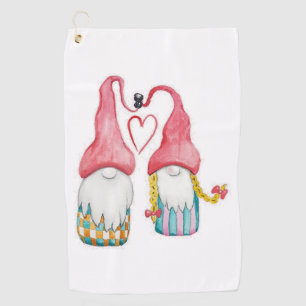 Winter Cute Gnomes And Cookies Watercolor Art Top Golf Towel