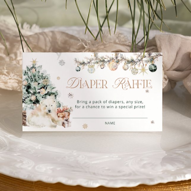 Winter Cute Polar Bear Baby Shower Diaper Raffle Enclosure Card (Creator Uploaded)