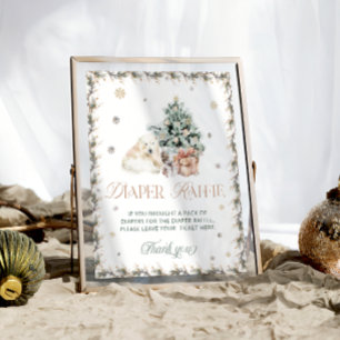 Winter Cute Polar Bear Diaper Raffle Poster