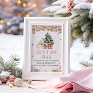 Winter Cute Polar Bear Don't Say Baby Game Poster