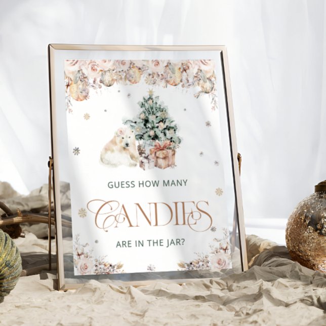Winter Cute Polar Bear Guess How Many Candies Poster (Creator Uploaded)