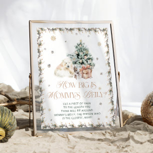 Winter Cute Polar Bear How Big is Mummy's Belly Poster