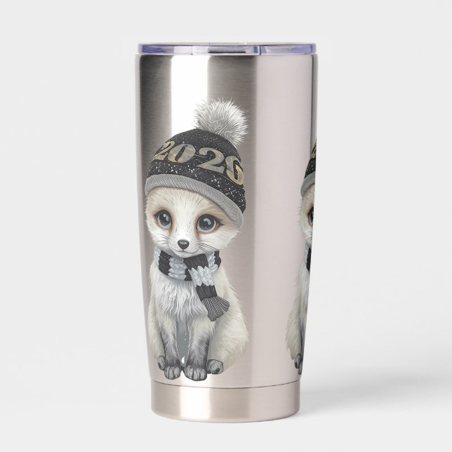 Winter Cutie Mug  Cute Winter Animal Coffee Cup  Insulated Tumbler (Front)