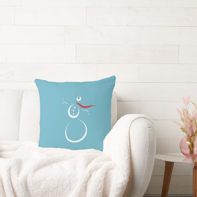 Winter Cyan Cute Snowman Cushion (Couch)