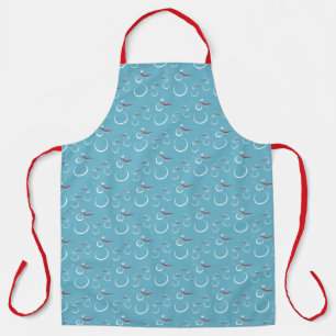 Winter Cyan Cute Snowman Family Pattern Apron