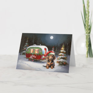 Winter Dachshund Caravan Christmas Adventure  Card