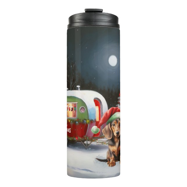 Winter Dachshund Caravan Christmas Adventure  Thermal Tumbler (Front)