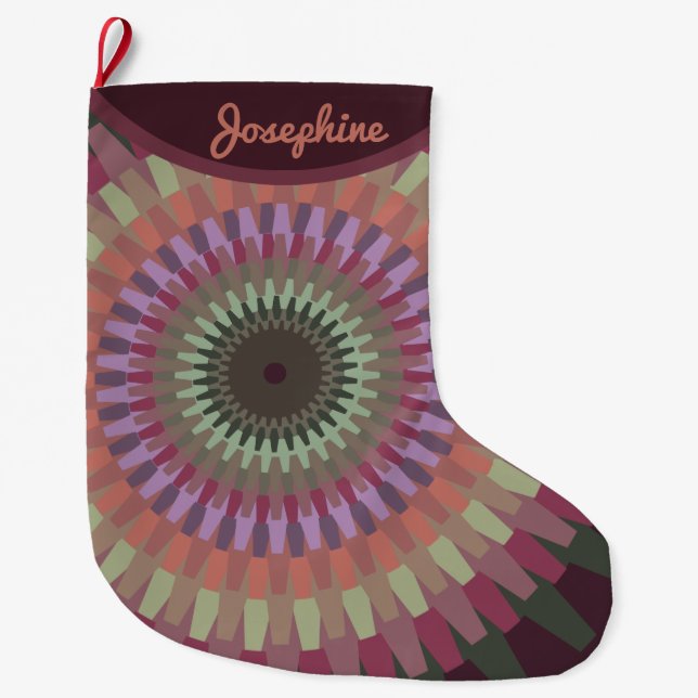 Winter Dalia in Warm Muted Colours - Personalised Large Christmas Stocking (Front)