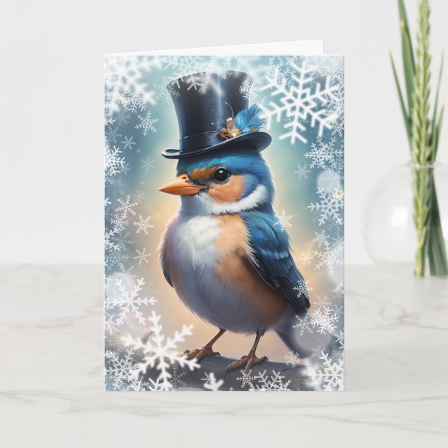 Winter Dapper Bird  Holiday Card (Front)