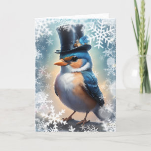 Winter Dapper Bird  Holiday Card