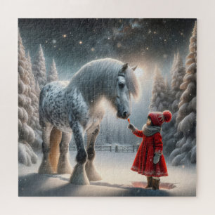Winter Dapple Grey Horse Jigsaw Puzzle