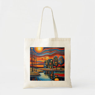 Winter day at sunset 9 tote bag