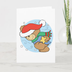 winter day christmas teddy bear design holiday card
