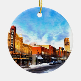 Winter Day In Ann Arbor Ceramic Tree Decoration