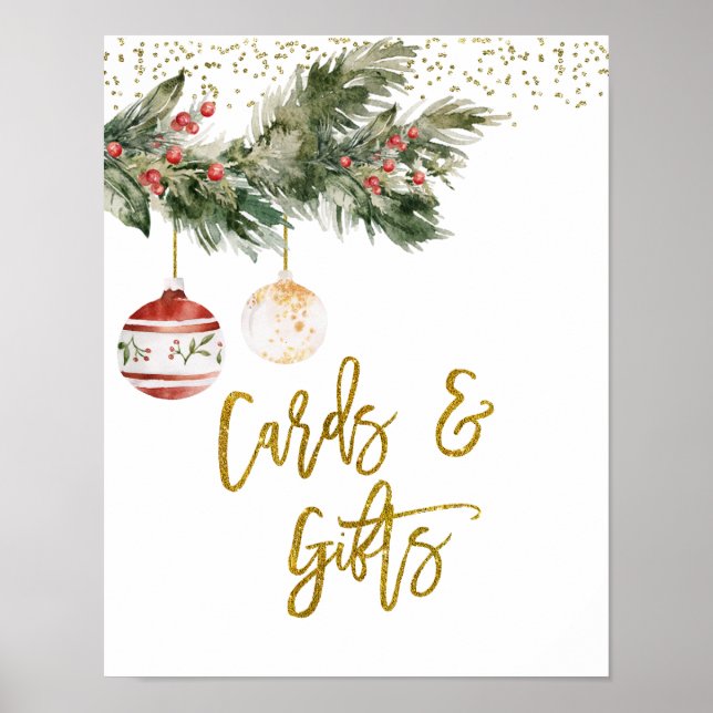 Winter Deck the Halls Bridal Shower Cards & Gifts Poster (Front)