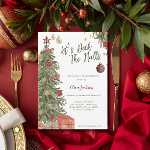 Winter Deck the Halls Bridal Shower Invitation