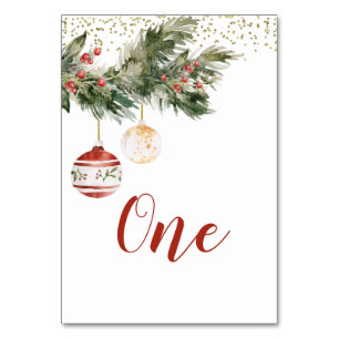 Winter Deck the Halls Bridal Shower Table Number