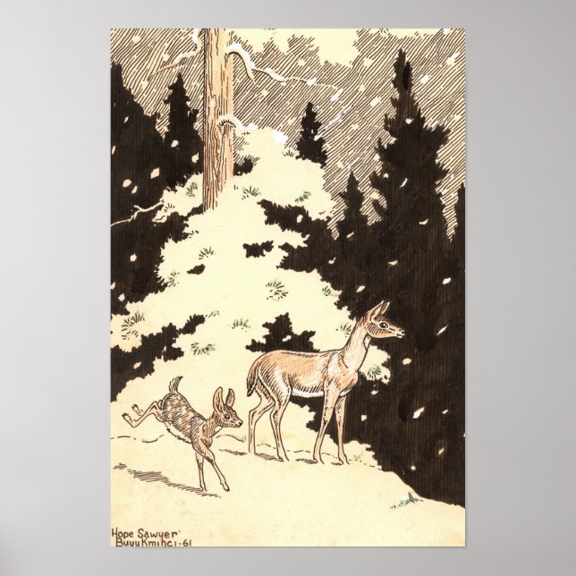 Winter Deer 13 X 19 print (Front)