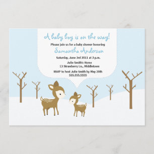 Winter Deer and Fawn Baby Shower Invite - Boy