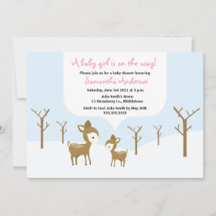 Winter Deer and Fawn Baby Shower Invite - Girl