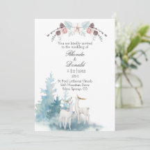 Winter Deer and Foliage Watercolor Wedding